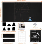 Blackout Blinds Stick On, 420D Oxford Fabric 100% Blackout Curtain for Window 200 X 145CM, Portable Blackout Shades Film for Bedroom, Cut to Any Size, Nursery Blackout Blinds for Baby Travel Temporary