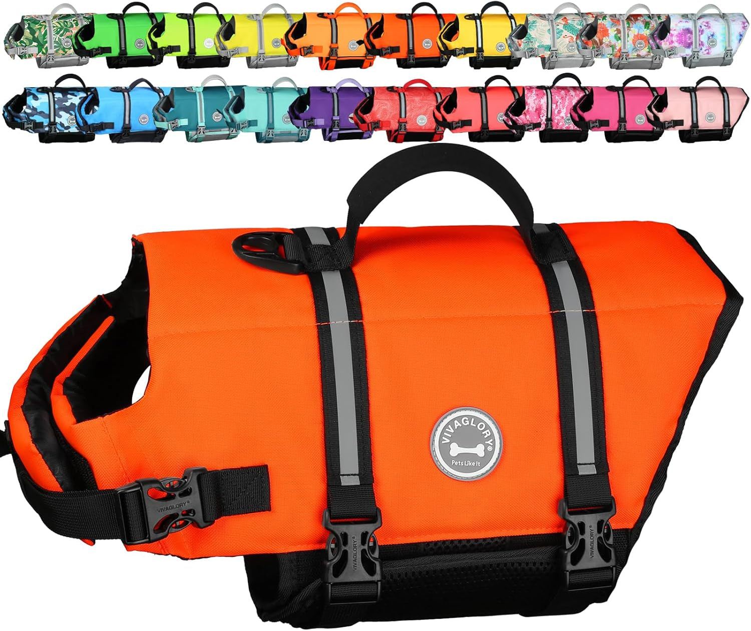 Rip Stop Dog Life Jacket, Buoyancy Aid with Handle, Buoyancy for Doggy, Dog Life Jacket for Swimming & Boating, XXS, Bright Orange