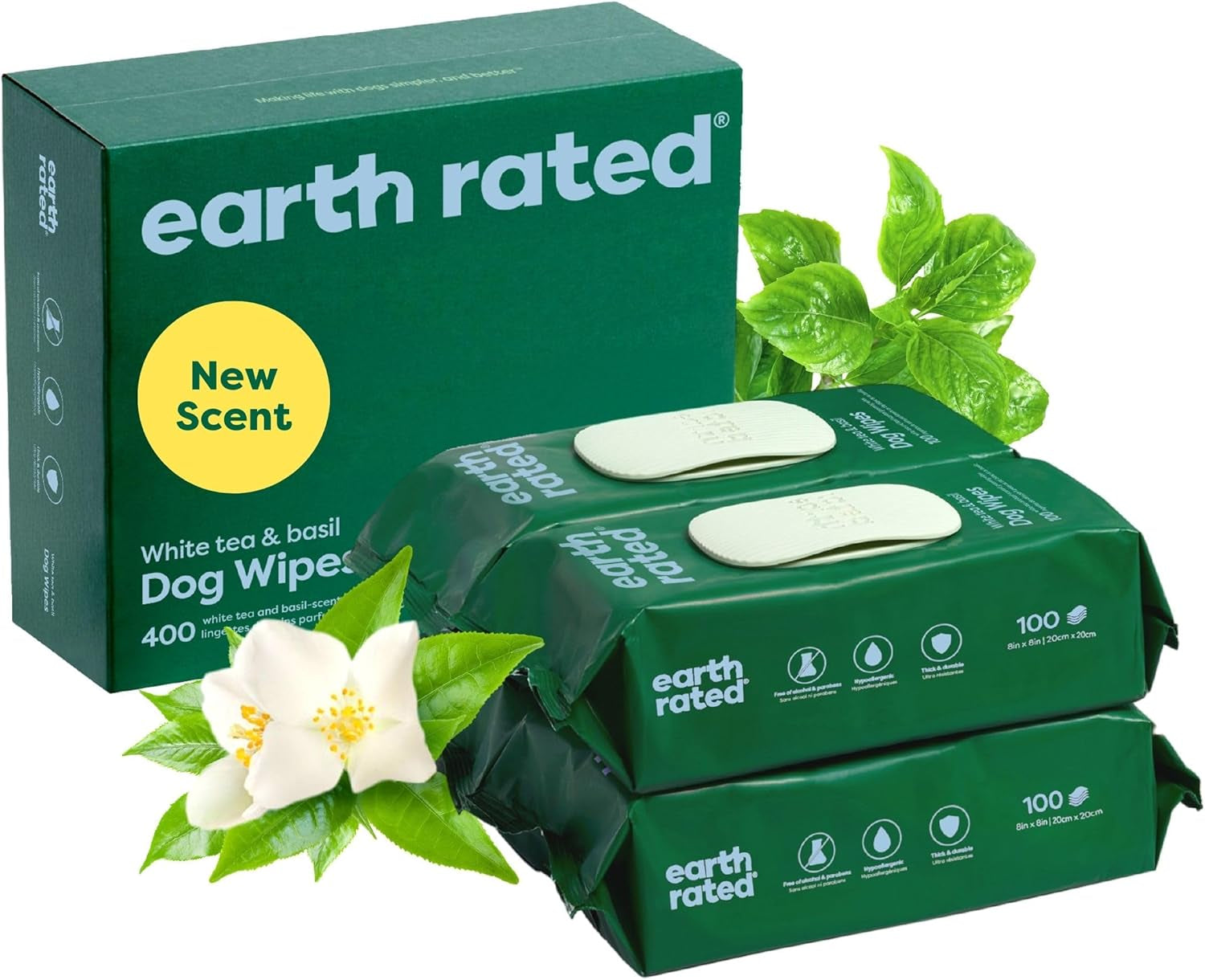 Pet Wipes for Dogs, Hypoallergenic, Cleaning and Hydrating, for Grooming Paws, Body and Bums, Unscented, 100 Count