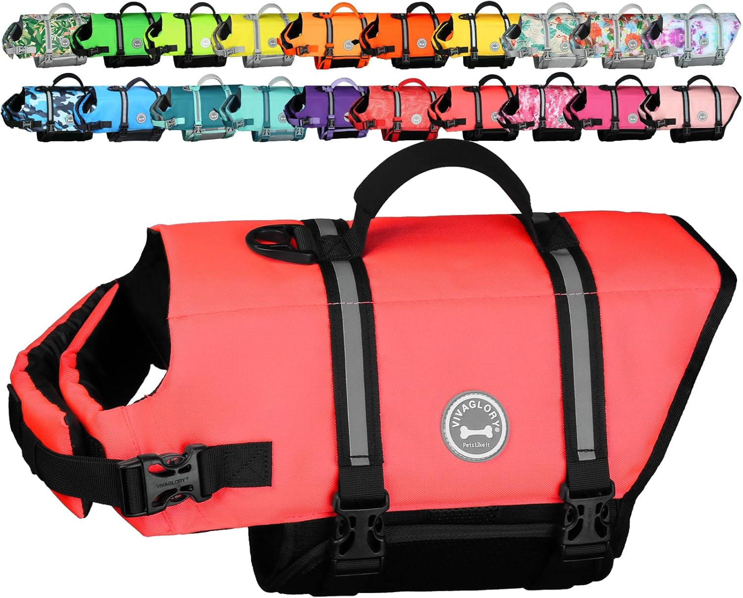 Rip Stop Dog Life Jacket, Buoyancy Aid with Handle, Buoyancy for Doggy, Dog Life Jacket for Swimming & Boating, XXS, Bright Orange
