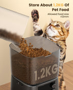 Automatic Cat Feeder with Stainless Steel Bowl, 3.5L Cat Feeder with Timer ,Pet Food Dispenser for 1-6 Meals a Day, Dry Food Auto Feeders for Cats Dogs