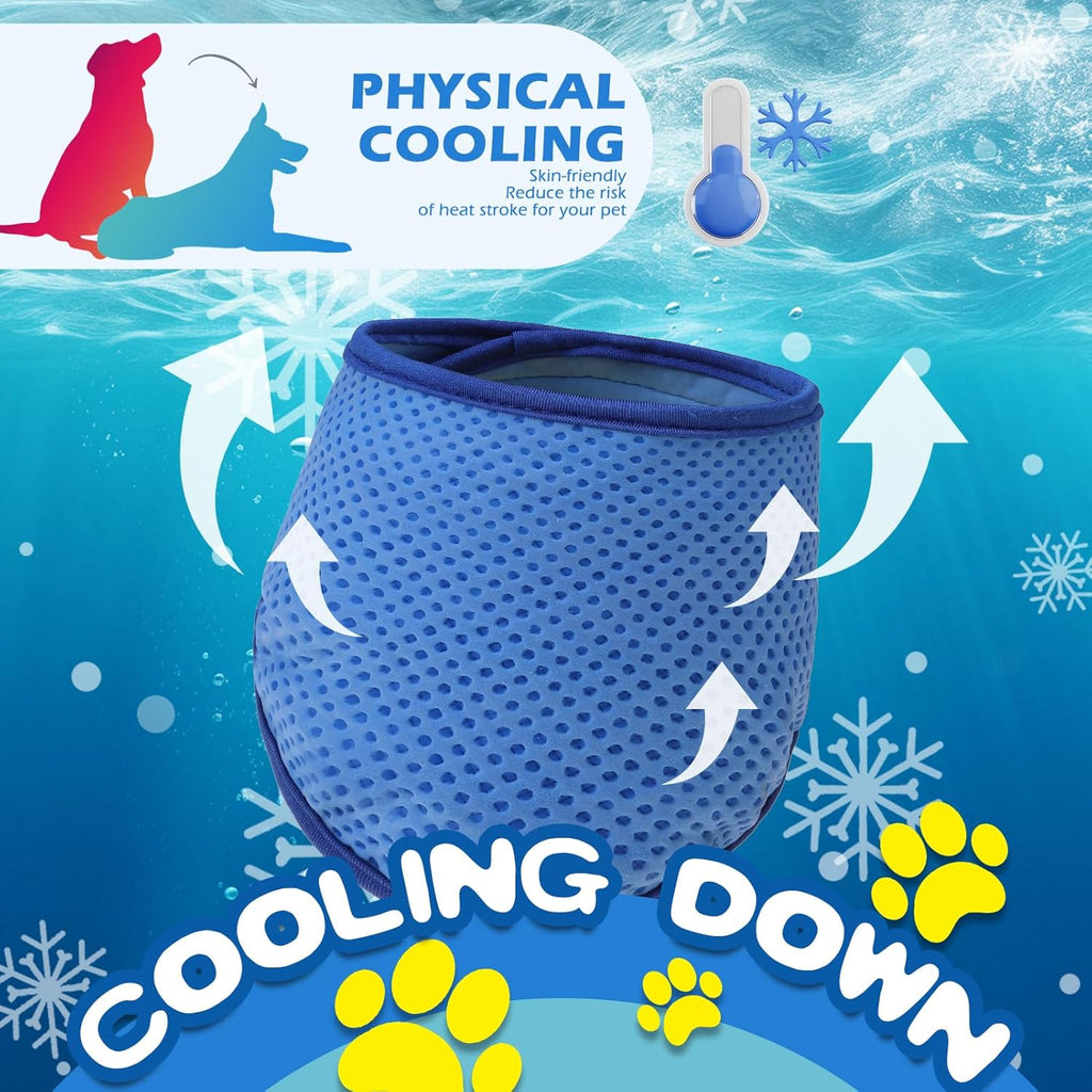 Dog Cooling Bandana - 2 Pack Instant Chill Out Adjustable Pet Scarf, Summer Outdoor Ice Collar Cooler, Prevent Sunstroke for Small Medium Large Breeds (Navy Green, L)