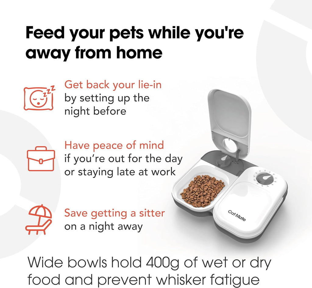 C200 Automatic Pet Feeder with Digital Timer & Ice Pack – up to 2 Wet or Dry Food Meals, No Apps or Wifi, Portion Control, Reliable Feeding for Cats & Small Dogs