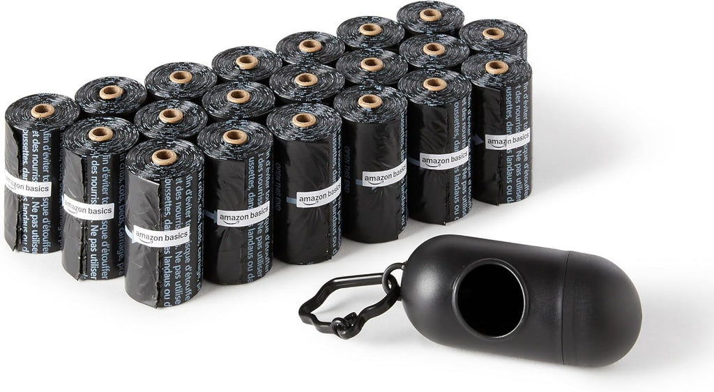 Eco-Friendly Dog Poop Bags with Dispenser & Leash Clip - 300 Unscented Bags (20 Packs of 15)