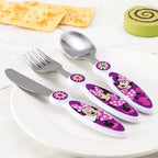 Kids 6 Piece Reusable Dinner Set - Plate/Bowl/Cup/Knife/Fork/Spoon - Childrens Dinnerware Tableware Cutlery Set (Minnie Mouse)