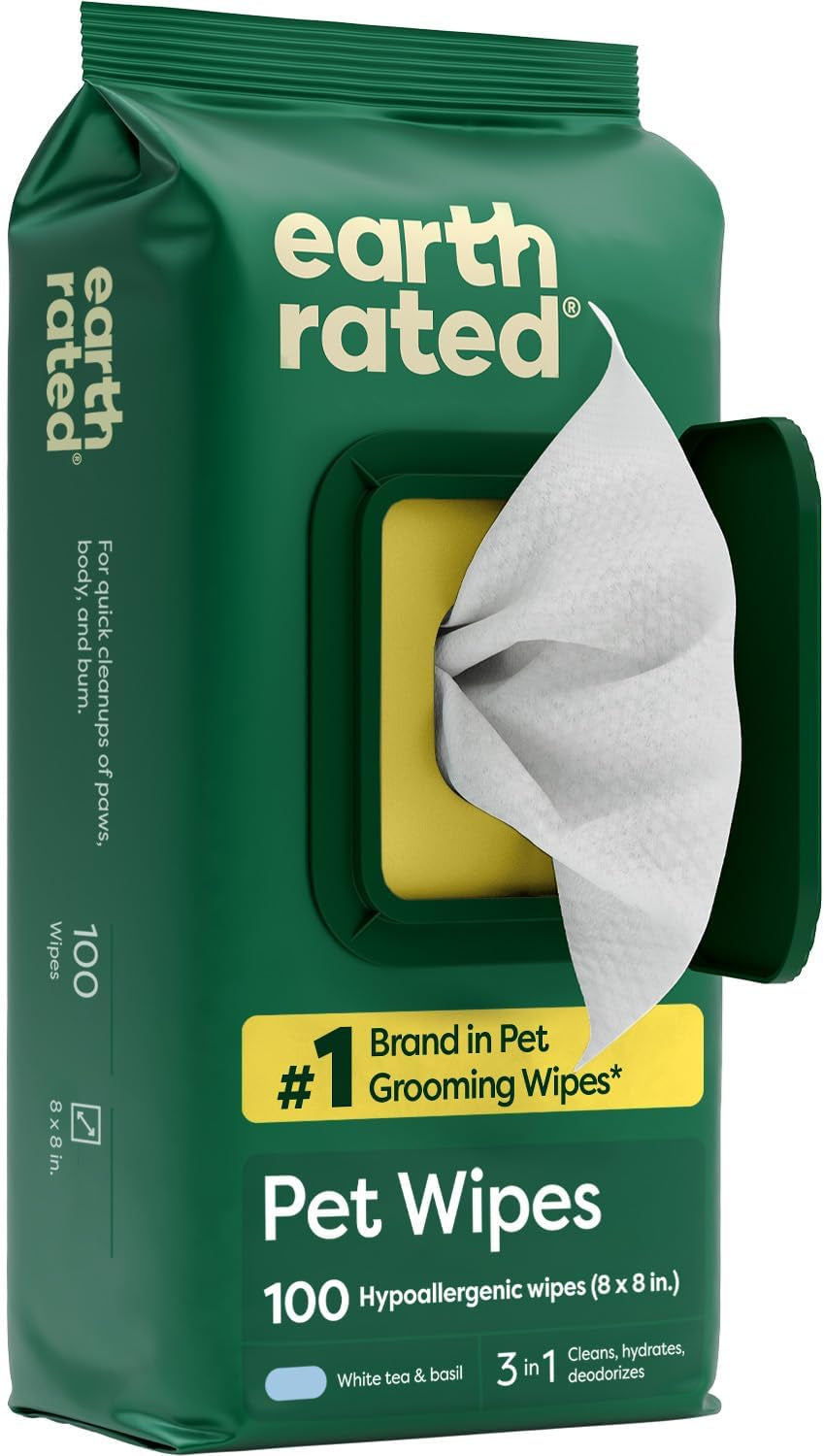 Pet Wipes for Dogs, Hypoallergenic, Cleaning and Hydrating, for Grooming Paws, Body and Bums, Unscented, 100 Count