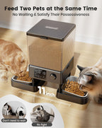 5L Automatic Cat Feeder with Timer for 2 Cats, Knob Model Automatic Feeders for Cats Dogs, Dry Food Cat Food Dispenser Auto 10S Voice Recordings