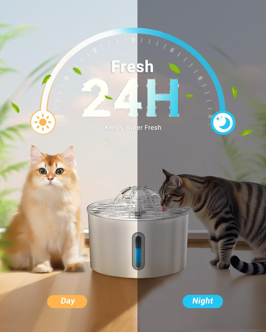 Cat Water Fountain for Drinking - 74Oz/2.2L Cat Fountain Stainless Steel Flower Style, Silent Automatic Wired Pet Water Fountain Triple-Filter Water Fountain Cat Bowl 3 Filters 3 Sponges