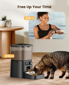 Automatic Cat Feeder with Stainless Steel Bowl, 3.5L Cat Feeder with Timer ,Pet Food Dispenser for 1-6 Meals a Day, Dry Food Auto Feeders for Cats Dogs