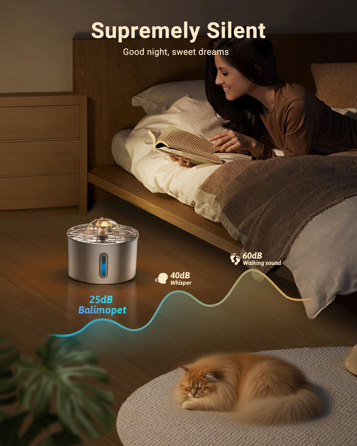 Cat Water Fountain for Drinking - 74Oz/2.2L Cat Fountain Stainless Steel Flower Style, Silent Automatic Wired Pet Water Fountain Triple-Filter Water Fountain Cat Bowl 3 Filters 3 Sponges