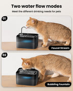 Cat Water Fountain for Drinking, 2.2L Cat Water Fountain, Ultra Silent Fountain with Activated Carbon Filter, Pet Water Fountain, Black