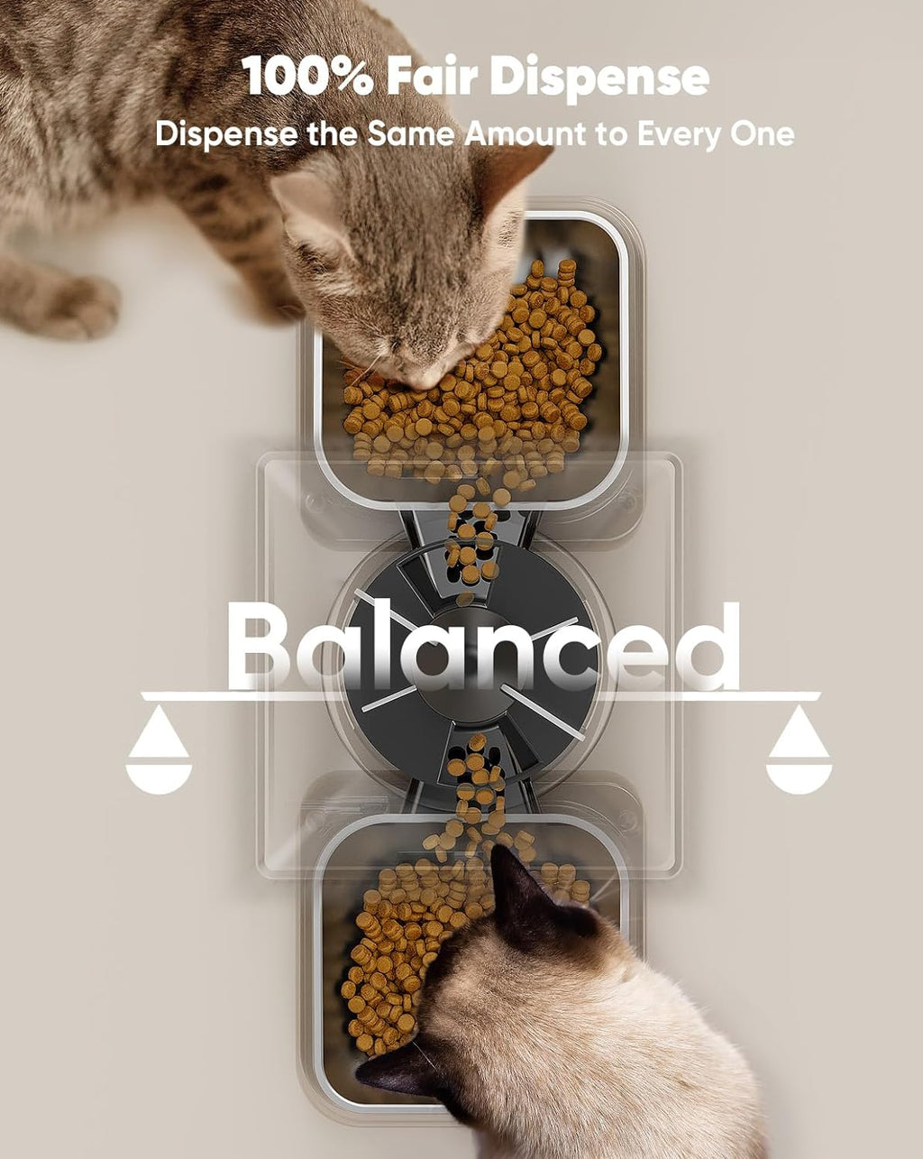 5L Automatic Cat Feeder with Timer for 2 Cats, Knob Model Automatic Feeders for Cats Dogs, Dry Food Cat Food Dispenser Auto 10S Voice Recordings