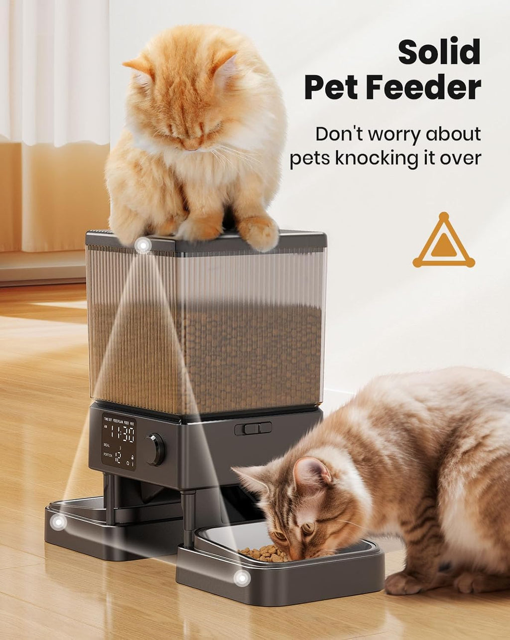 5L Automatic Cat Feeder with Timer for 2 Cats, Knob Model Automatic Feeders for Cats Dogs, Dry Food Cat Food Dispenser Auto 10S Voice Recordings