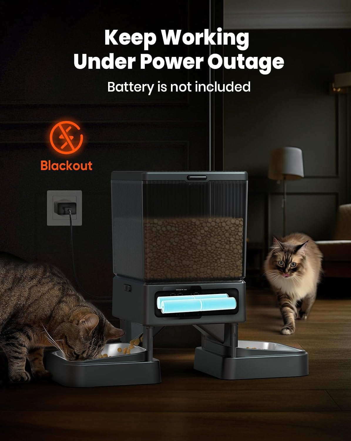 5L Automatic Cat Feeder with Timer for 2 Cats, Knob Model Automatic Feeders for Cats Dogs, Dry Food Cat Food Dispenser Auto 10S Voice Recordings