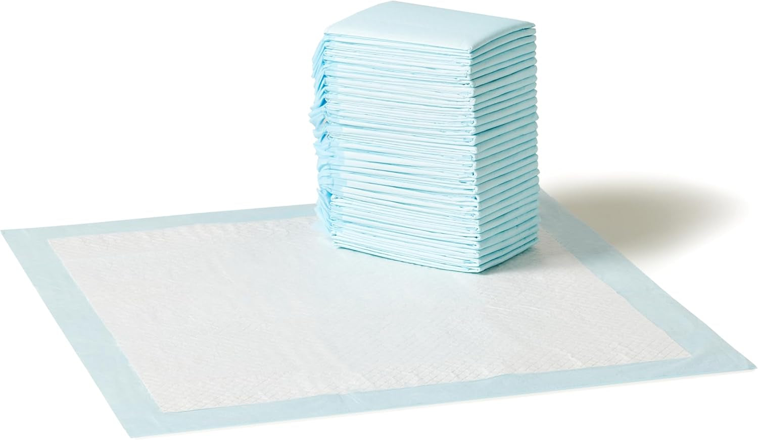 Dog and Puppy Training Pads, Leakproof, 5-Layer Design with Quick-Dry Surface, Regular, Pack of 50, Blue