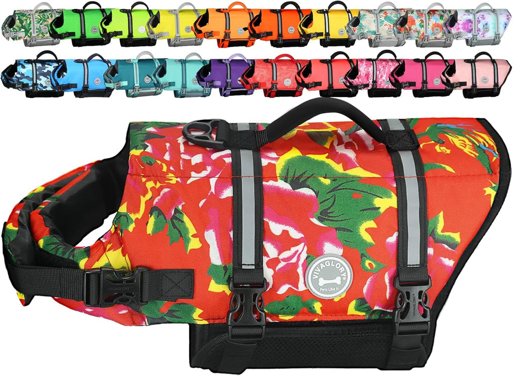 Rip Stop Dog Life Jacket, Buoyancy Aid with Handle, Buoyancy for Doggy, Dog Life Jacket for Swimming & Boating, XXS, Bright Orange