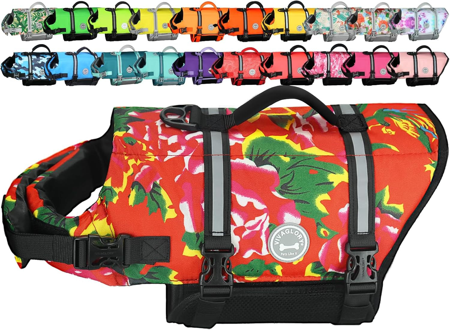 Rip Stop Dog Life Jacket, Buoyancy Aid with Handle, Buoyancy for Doggy, Dog Life Jacket for Swimming & Boating, XXS, Bright Orange