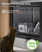 2.8L Cat Water Fountain for Drinking,  Stainless Steel Cat Fountain with 3 Pack Filters, Water Fountain C-At Bowl, Visible Water Level, Dishwasher Safe
