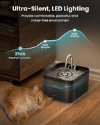 Cat Water Fountain for Drinking, 2.2L Cat Water Fountain, Ultra Silent Fountain with Activated Carbon Filter, Pet Water Fountain, Black