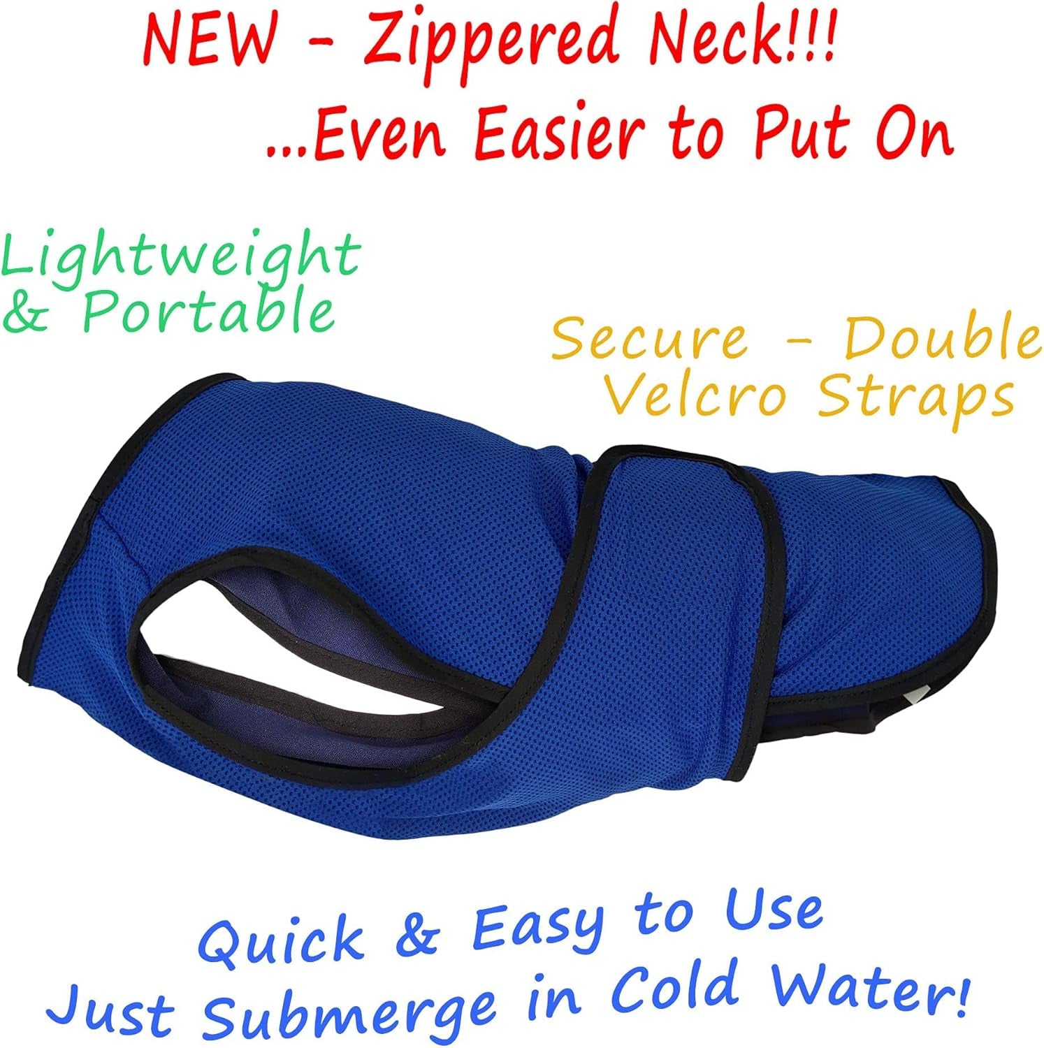 XXL Dog Cooling Vest - Easy On/Off Cooling Coat with Double Velcro & Zip Neck, Lightweight & Portable Cooling Jacket for Dogs, Perfect for Dog Owners, Walkers, Sitters & Pet Carers