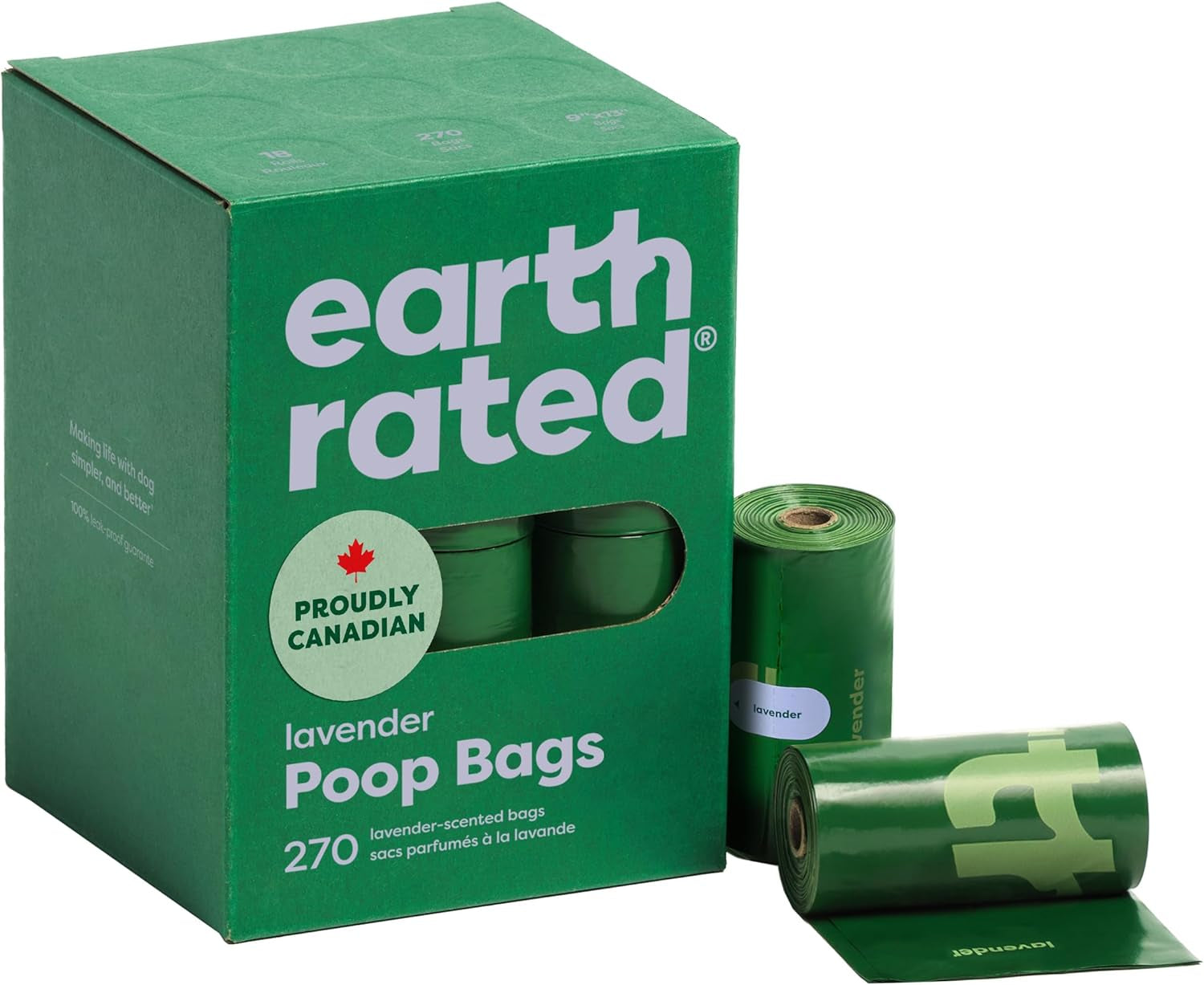 Dog Poo Bags, Guaranteed Leak Proof and Extra Thick Waste Bag Refill Rolls for Dogs, Lavender Scented, 270 Count