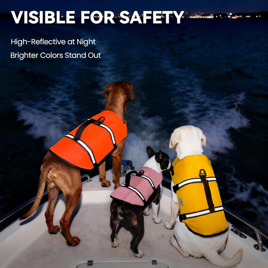Rip Stop Dog Life Jacket, Buoyancy Aid with Handle, Buoyancy for Doggy, Dog Life Jacket for Swimming & Boating, XXS, Bright Orange