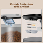 Automatic Cat Feeder and Water Fountain: Cat Food Dispenser with Timer and Pet Drinking Fountain Indoor, 3L Pet Feeder for Dry Food &2.4L Faucet Water Fountain Black, Auto Dog Bowl Programmable 6 Meal