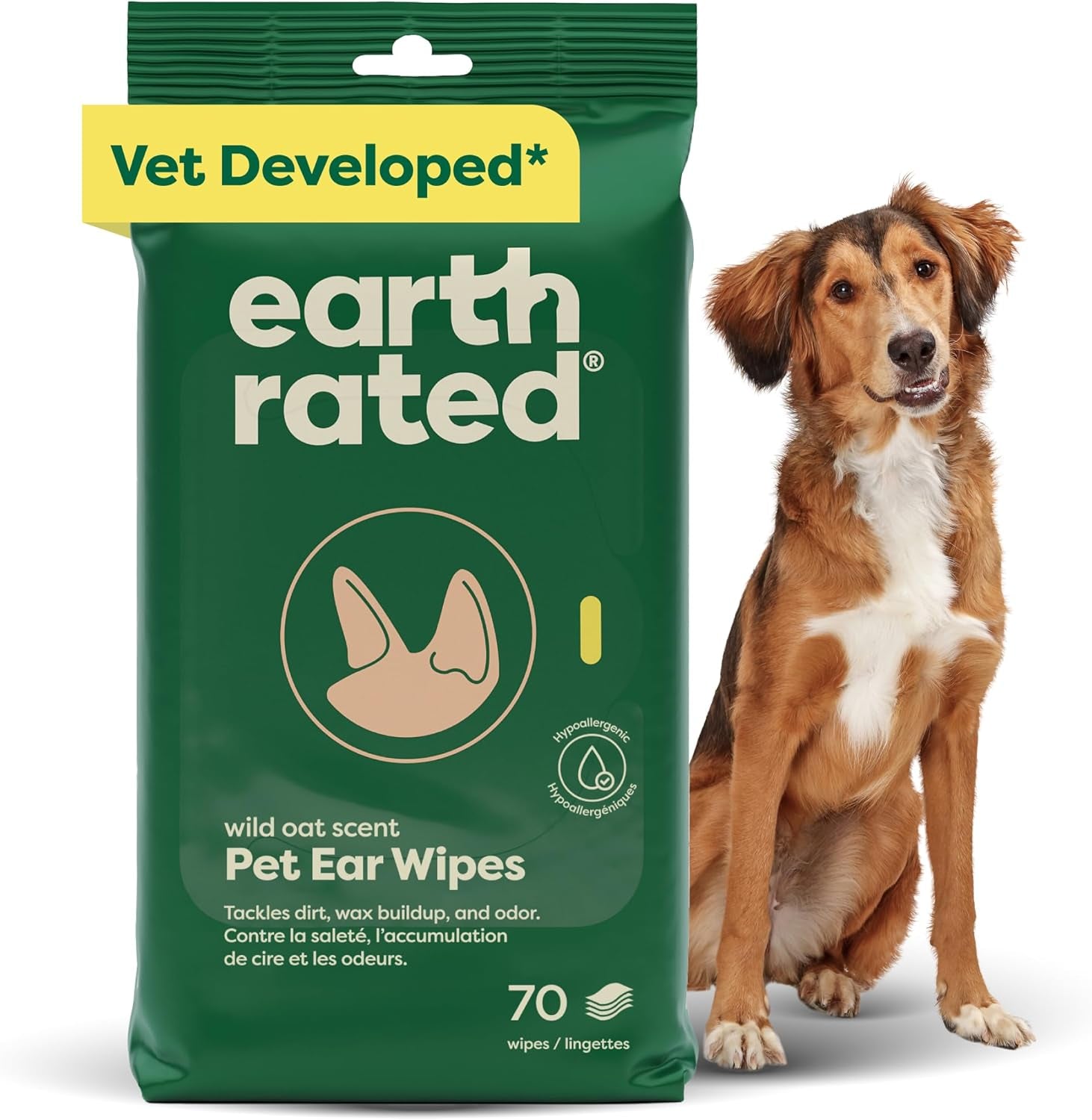 Pet Wipes for Dogs, Hypoallergenic, Cleaning and Hydrating, for Grooming Paws, Body and Bums, Unscented, 100 Count