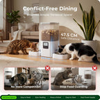 Timed Automatic Cat Feeder for 2 Cats: Cat Food Dispenser with Slow Feed, Dual Pet Feeder with Timer & Information Visualization, Double Auto Cat Feeder for Multiple Pets, Easy Clean - 7L
