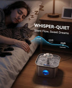 2.8L Cat Water Fountain for Drinking,  Stainless Steel Cat Fountain with 3 Pack Filters, Water Fountain C-At Bowl, Visible Water Level, Dishwasher Safe
