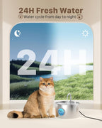 Cat Water Fountain for Drinking: Stainless Steel Cat Fountain - 2.2L Water Fountain Cat Bowl - Pet Water Fountain - Cat Drinking Fountain - Visible Water Level Cat Water Dispensers -