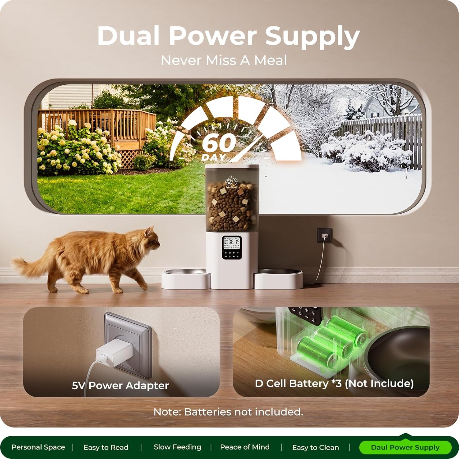 Timed Automatic Cat Feeder for 2 Cats: Cat Food Dispenser with Slow Feed, Dual Pet Feeder with Timer & Information Visualization, Double Auto Cat Feeder for Multiple Pets, Easy Clean - 7L