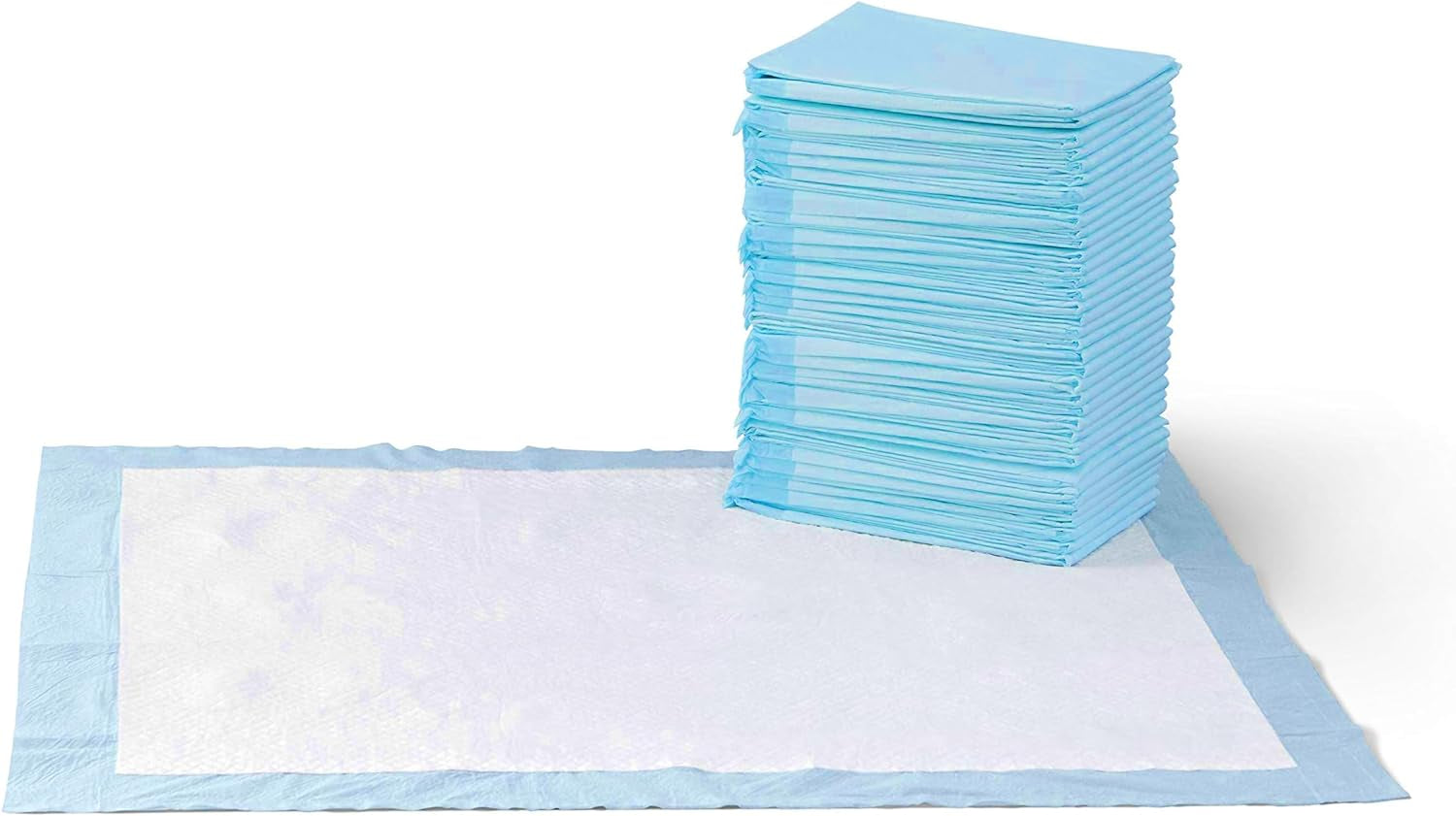 Dog and Puppy Training Pads, Leakproof, 5-Layer Design with Quick-Dry Surface, Regular, Pack of 50, Blue