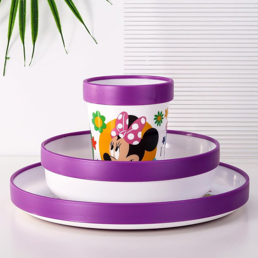 Kids 6 Piece Reusable Dinner Set - Plate/Bowl/Cup/Knife/Fork/Spoon - Childrens Dinnerware Tableware Cutlery Set (Minnie Mouse)