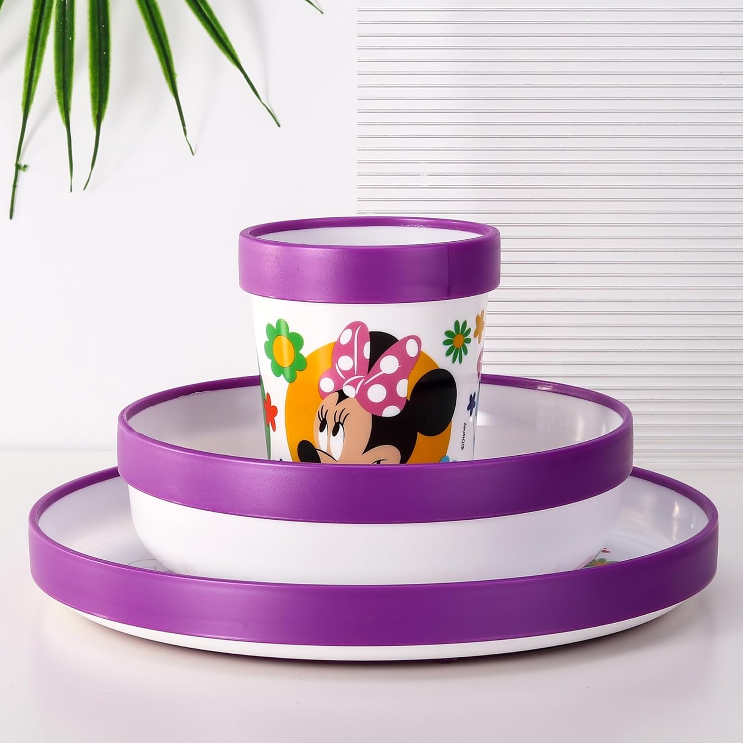 Kids 6 Piece Reusable Dinner Set - Plate/Bowl/Cup/Knife/Fork/Spoon - Childrens Dinnerware Tableware Cutlery Set (Minnie Mouse)