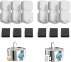 Stainless Steel Cat Water Fountain 12 Filters: Cat Fountain Filter - Pet Water Dispenser Filter - Pet Water Fountain Filter - 6 Carbon Filters + 6 Foam Filters - Multiple Filtration