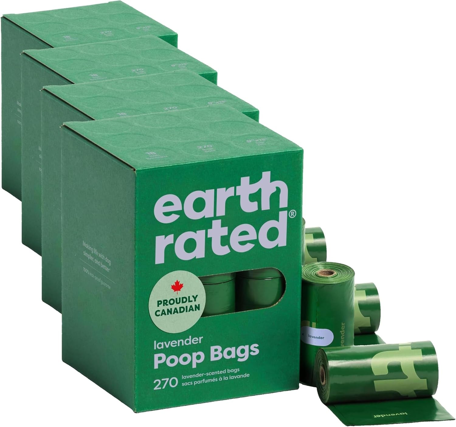 Dog Poo Bags, Guaranteed Leak Proof and Extra Thick Waste Bag Refill Rolls for Dogs, Lavender Scented, 270 Count