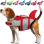 Dog Life Jacket Shark, Dog Life Vests for Small, Middle, Large Dogs with Rescue Handle Dogs Flotation Vest Safety Lifesaver for Swimming Pool Beach Boating, (S,Pink)