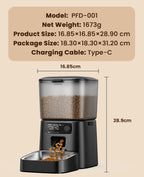 Automatic Cat Feeder with Stainless Steel Bowl, 3.5L Cat Feeder with Timer ,Pet Food Dispenser for 1-6 Meals a Day, Dry Food Auto Feeders for Cats Dogs
