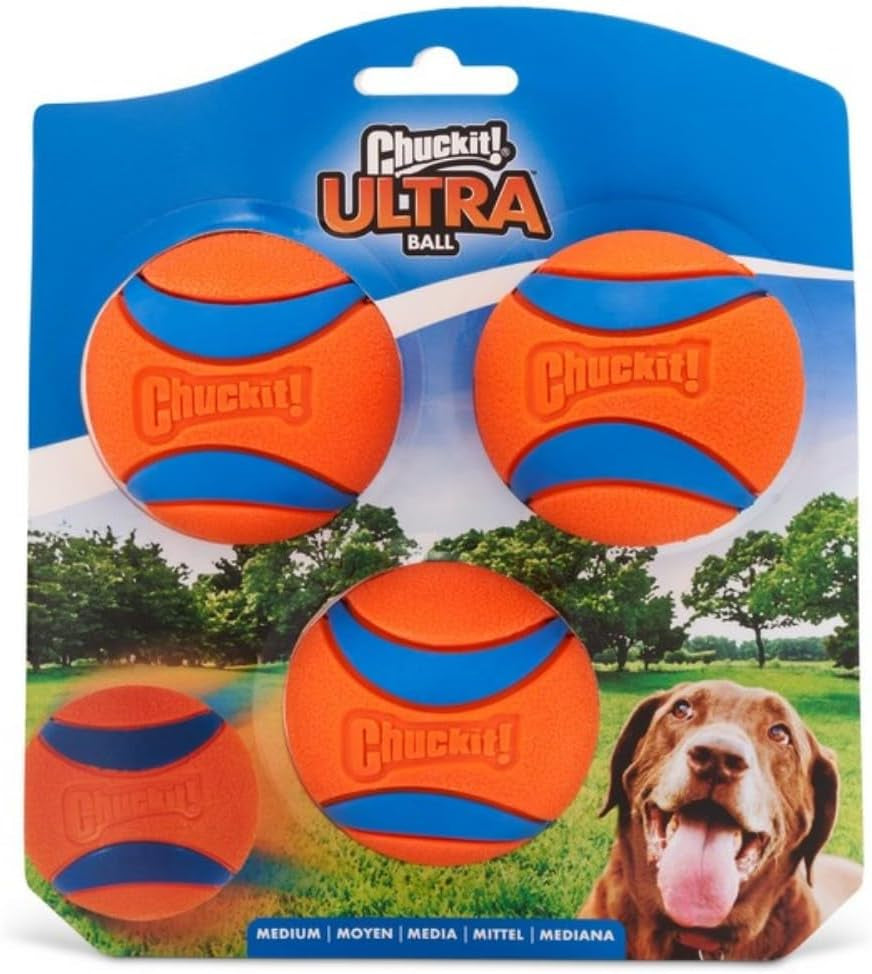 Ultra Ball, Durable High Bounce Rubber Dog Ball, Launcher Compatible, 2 Pack, Medium