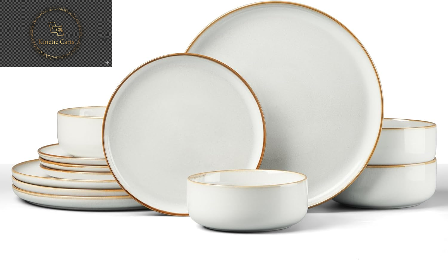HaWare Dinner Set, 12 Piece Stoneware Dinnerware Service for 4, Reactive Glaze Dining Ware Include Plates and Bowls, Chip and Scratch Resistant, Microwave & Dishwasher Safe, Nebulas Blue