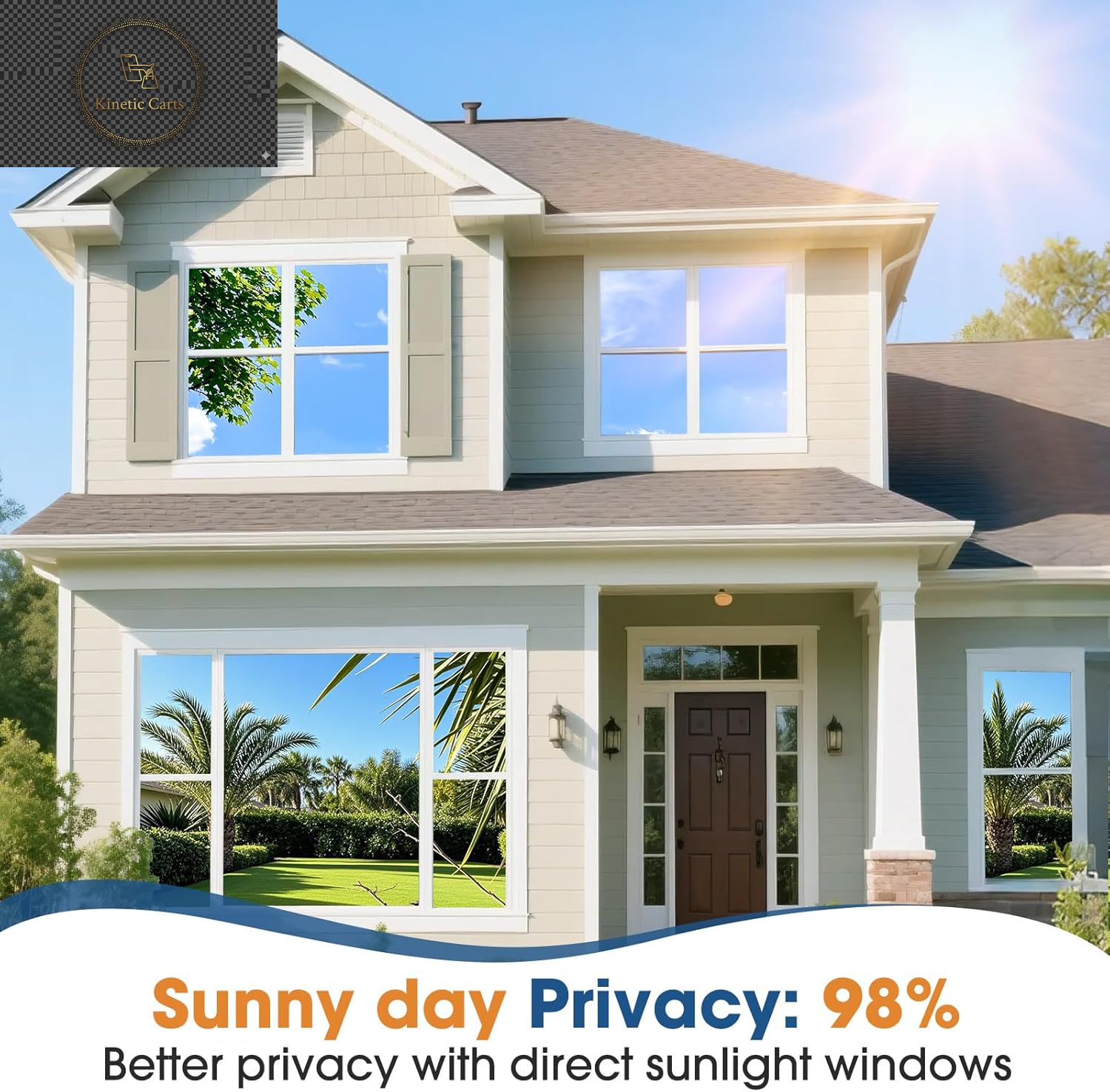 Reflective One Way Window Film Privacy: Mirror Heat Control Sun Blocker Window Tint Film, UV Protection anti Glare, No Glue Clear Daytime Privacy for Home Office (Silver, 44.5 * 200Cm)