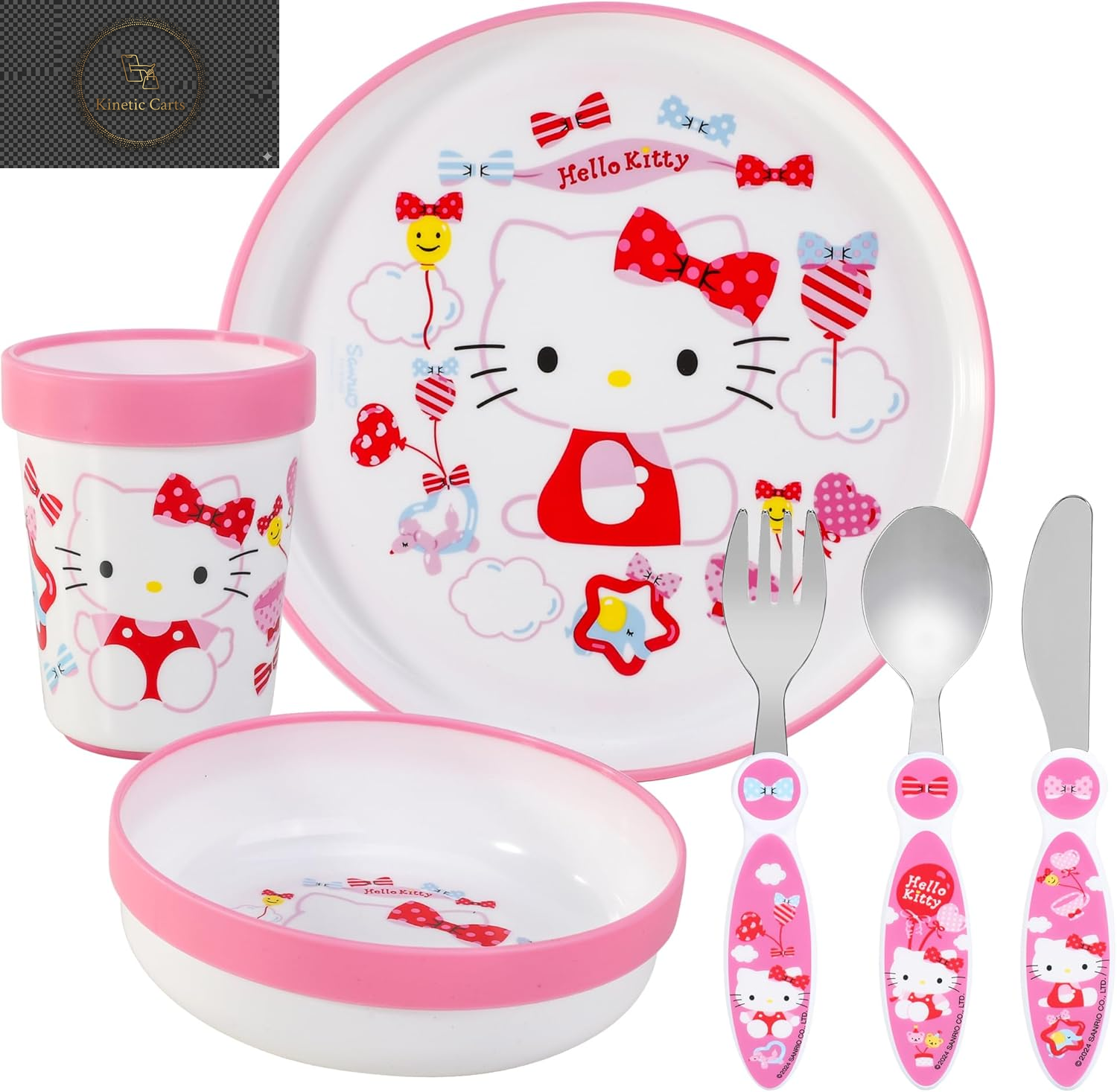 Kids 6 Piece Reusable Dinner Set - Plate/Bowl/Cup/Knife/Fork/Spoon - Childrens Dinnerware Tableware Cutlery Set (Minnie Mouse)