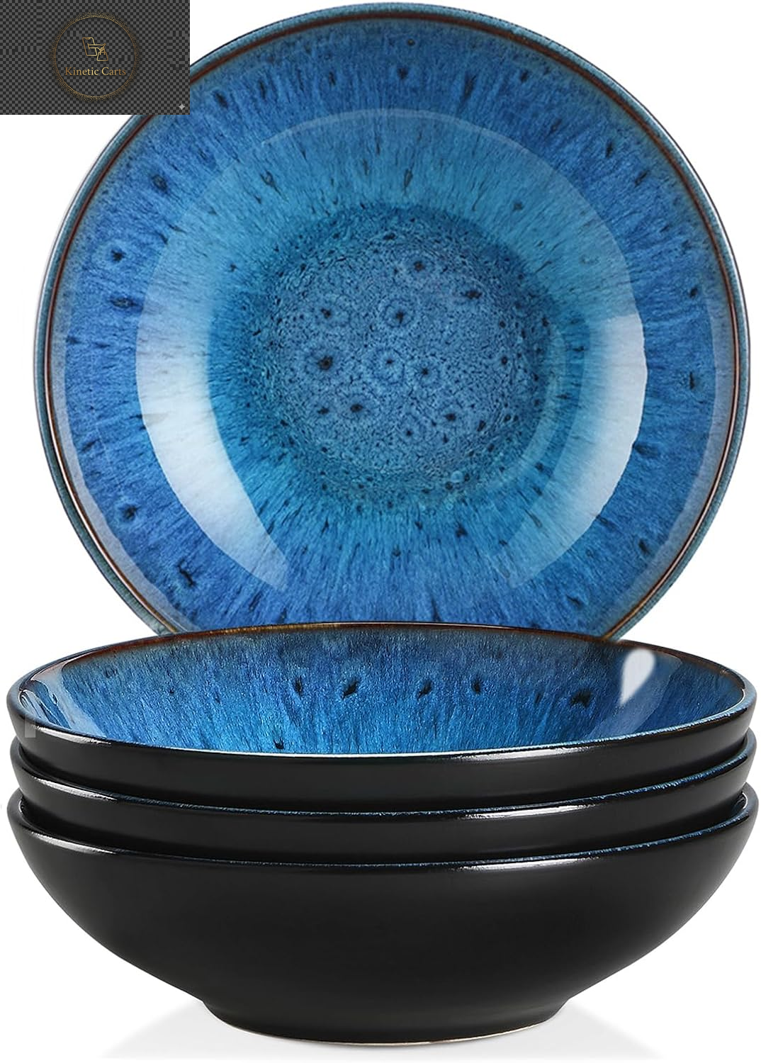  Vancasso Playa Series 24-Piece Dinner Set, Stoneware Plates and Bowls Set for 6, Mediterranean Style Crockery Set in Vibrant Blue, Playa Series Dinner Service Set, Dishwasher & Microwave Safe