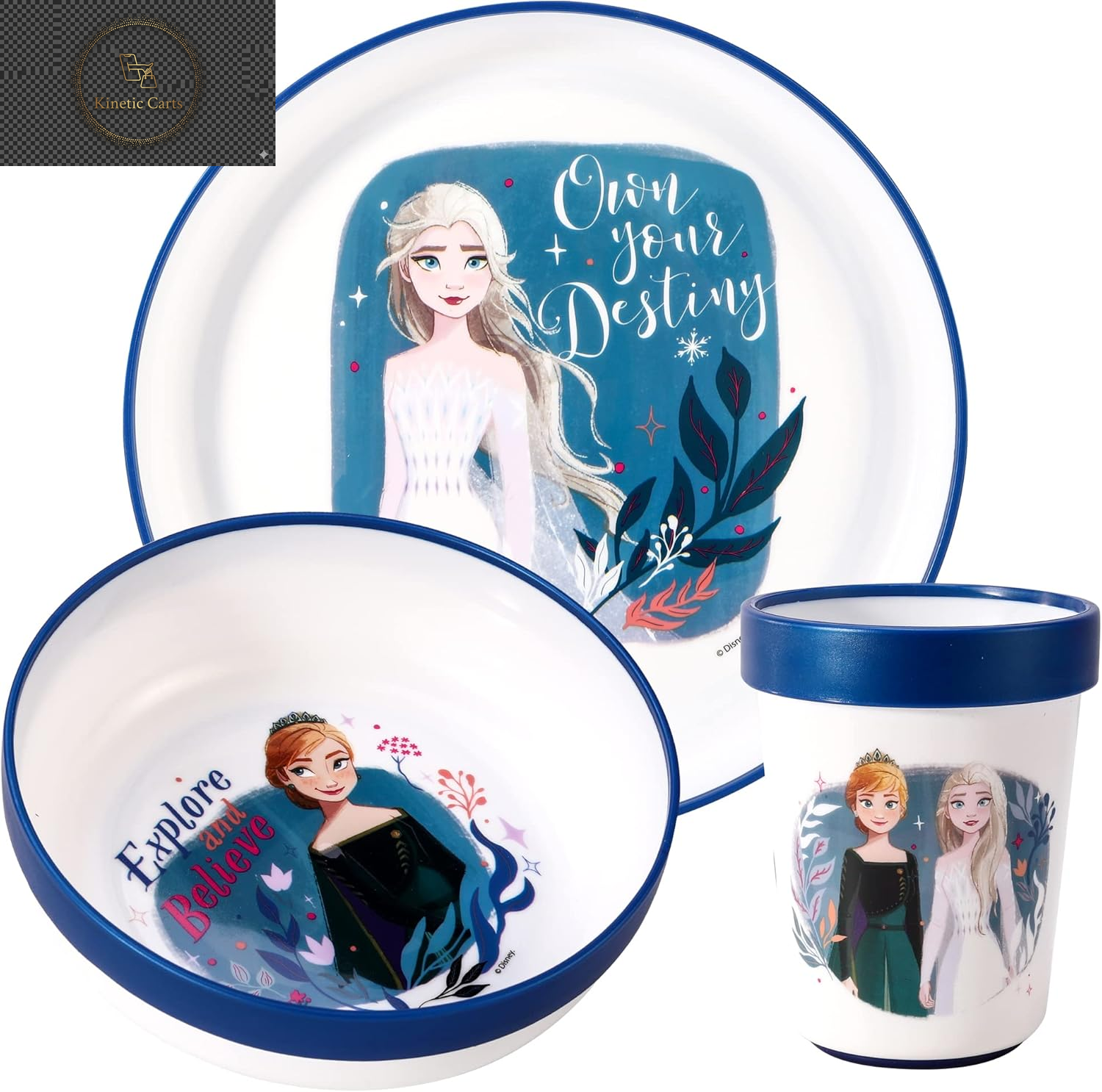 Bluey 3Pc Kids Dinner Set – Toddler Plates and Bowls Set with Kids Cup, Reusable Bicolor Premium Plastic Dinnerware Sets - Baby Plates, Baby Bowls, Toddler Cups, Children’S Mealtime Tableware