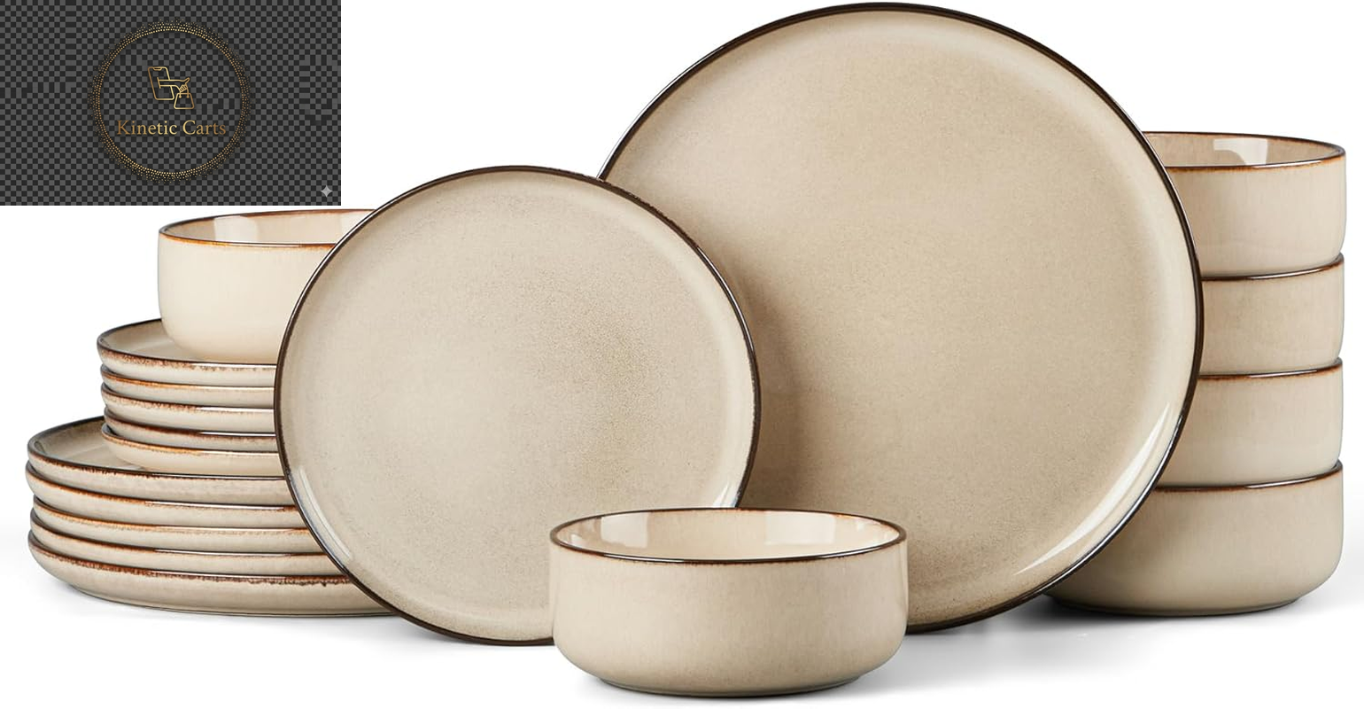 HaWare Dinner Set, 12 Piece Stoneware Dinnerware Service for 4, Reactive Glaze Dining Ware Include Plates and Bowls, Chip and Scratch Resistant, Microwave & Dishwasher Safe, Nebulas Blue