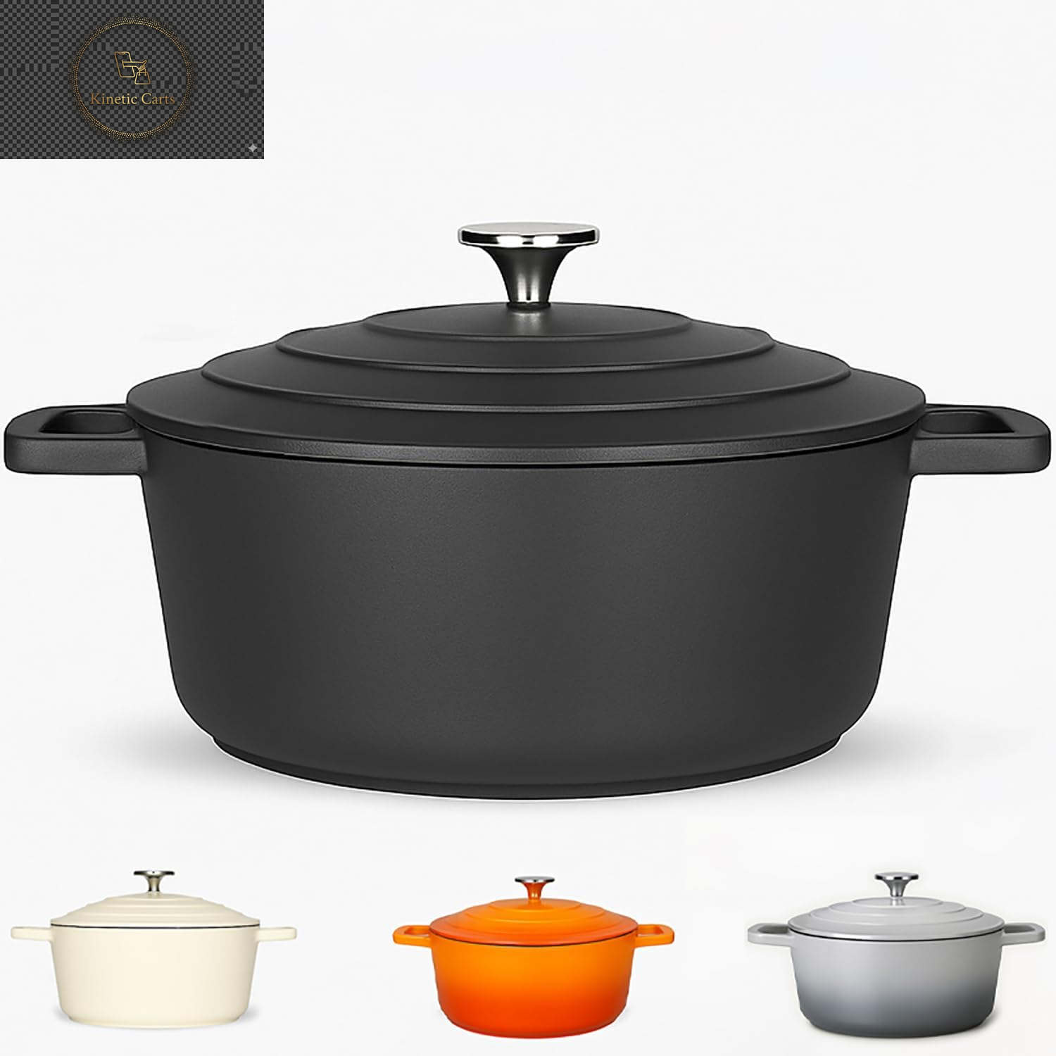 Casserole Dish with Lid Medium 4L, 28Cm – Lightweight Cast Aluminium Casserole Pan Shallow Induction Hob & Oven Safe, Durable Non-Stick Cooking Pot Stew, Roast (Black, 28Cm - Shallow)
