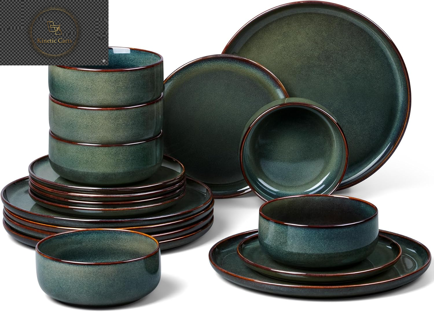 HaWare Dinner Set, 12 Piece Stoneware Dinnerware Service for 4, Reactive Glaze Dining Ware Include Plates and Bowls, Chip and Scratch Resistant, Microwave & Dishwasher Safe, Nebulas Blue