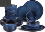 HaWare Dinner Set, 12 Piece Stoneware Dinnerware Service for 4, Reactive Glaze Dining Ware Include Plates and Bowls, Chip and Scratch Resistant, Microwave & Dishwasher Safe, Nebulas Blue