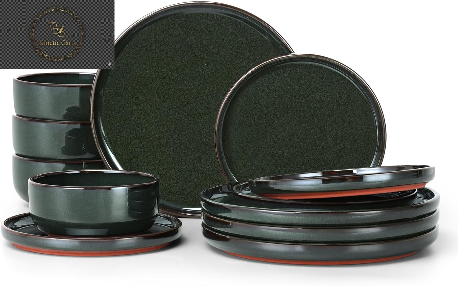 HaWare Dinner Set, 12 Piece Stoneware Dinnerware Service for 4, Reactive Glaze Dining Ware Include Plates and Bowls, Chip and Scratch Resistant, Microwave & Dishwasher Safe, Nebulas Blue